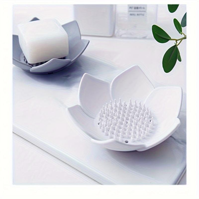 1pc Bathroom Soap Box Lotus Design Soap Holder Silicone Soap Box Drain Box Bathroom Accessories