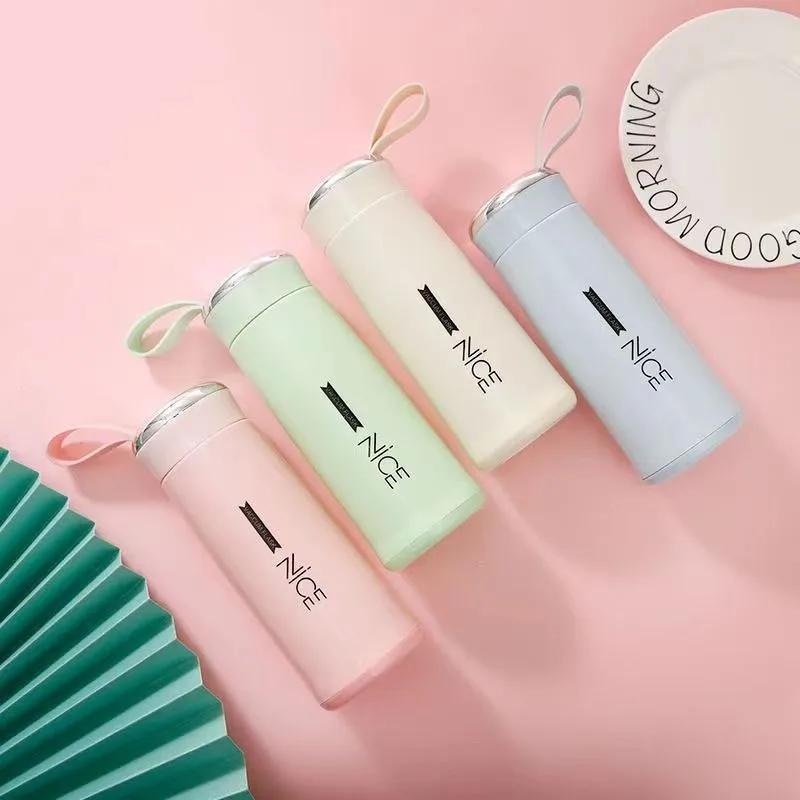 400ML Přenosná dvoustěnná skleněná láhev na vodu Cestovní Kancelář Domácnost Student Kreativní hrnek na vodu Hrnek na kávu Džus Mléko Láhev na vodu