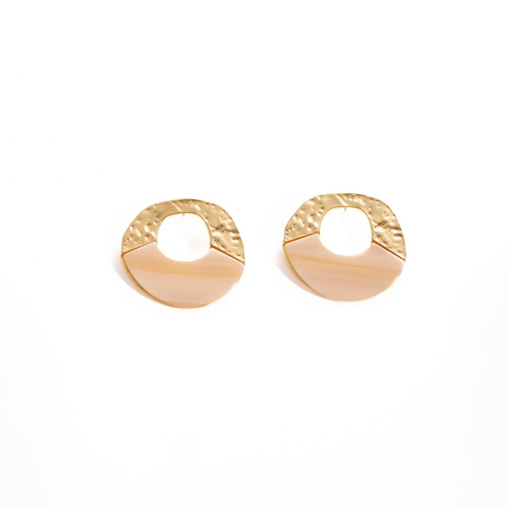 Goldfarbene Spleißung Runde Smudging Essigsäure Übertriebene Ohrstecker Bernstein High-End Nischen-Ohrringe Damen