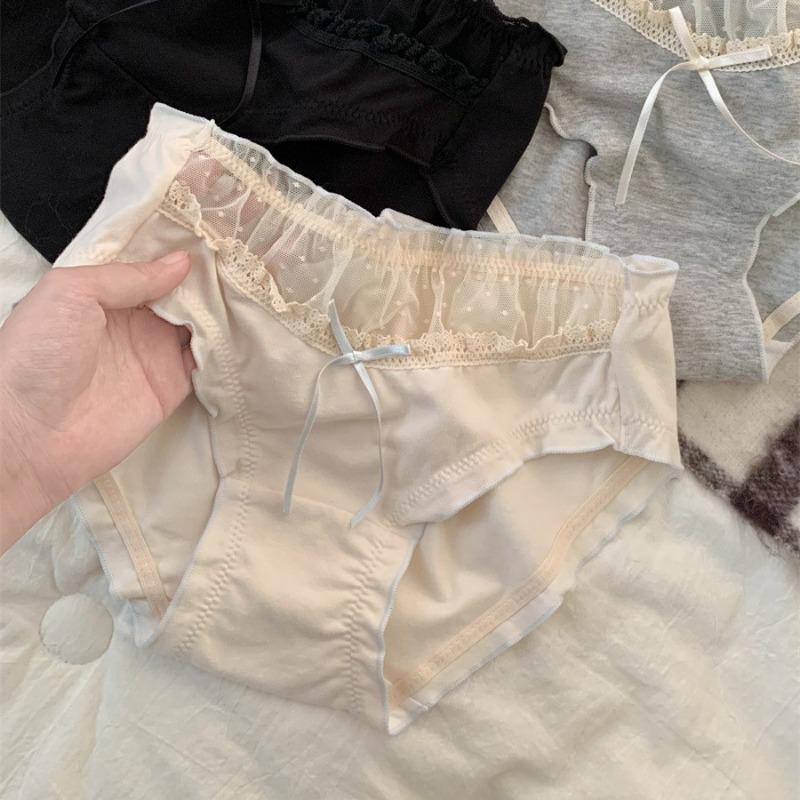 Mädchen Frühling Süß Neu Bequem Baumwolle Spitze Kante Rein Sexy Baumwollzwickel Unterwäsche