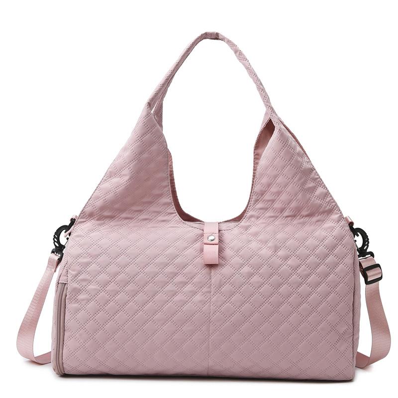 New fashionable diamond portable fitness bag can diagonally span dry and wet separation yoga bag independent shoe compartment travel bag