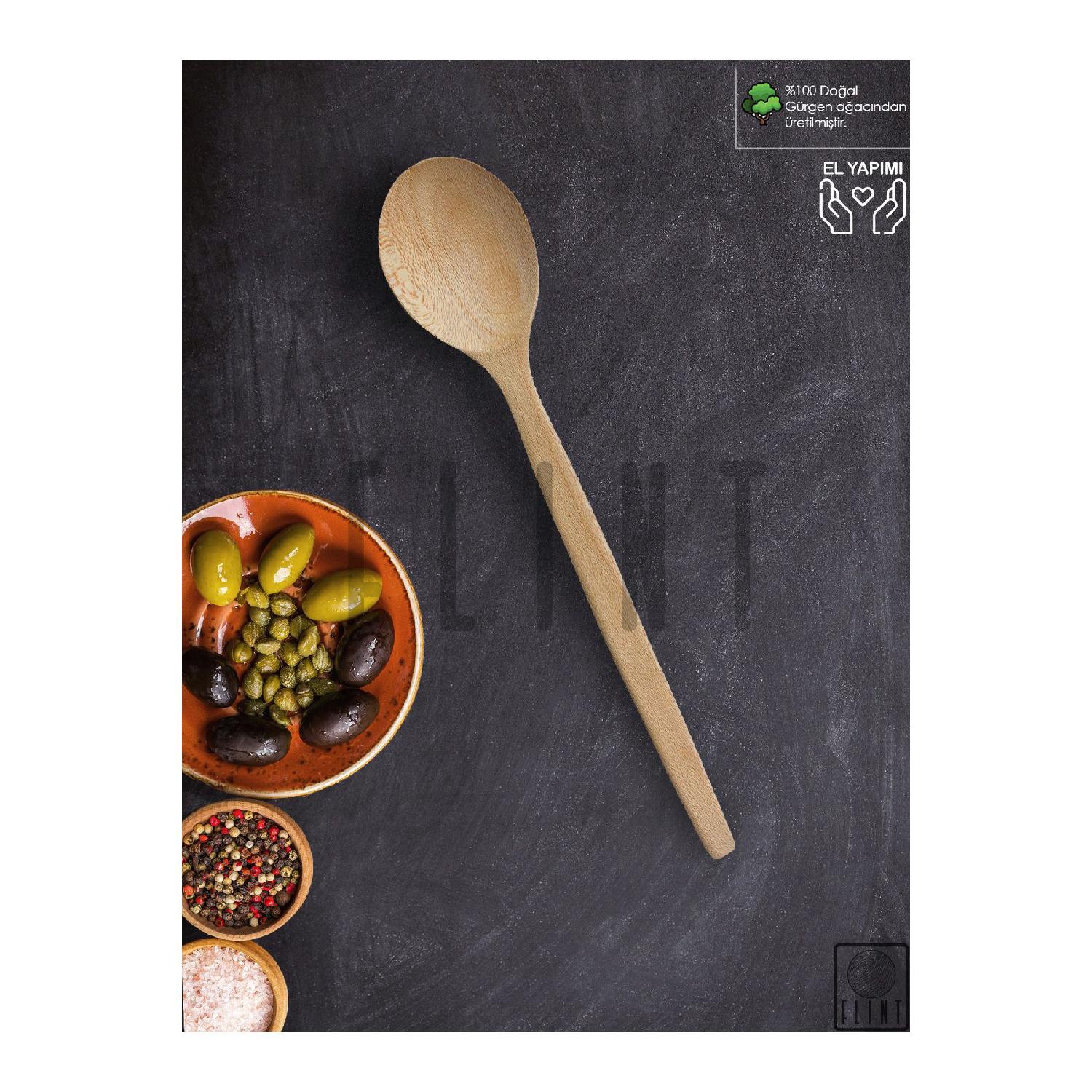 

Hornbeam Handmade Wooden Wooden Spoon Large Kitchen Tablespoon 35cm коричневий