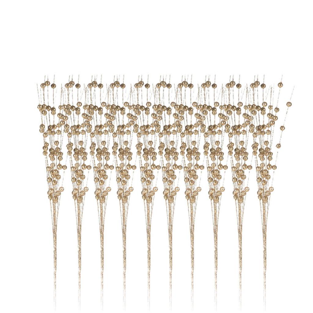 Dekoracje Świąteczne, Złote Kule z Brokatem, Gałązki Choinkowe, Akcesoria do Bukietu Świątecznego