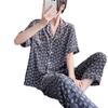 Korean version of sweet girl short-sleeved pajamas women's spring summer cotton and silk shirt collar can be worn outside loungewear princess