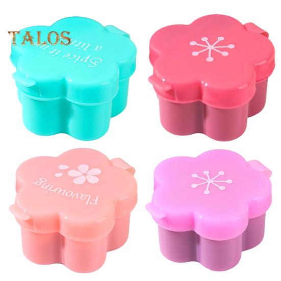 

4 шт., мини-коробка для соуса в форме цветка, соевый соус, кетчуп, медовый салат, контейнер для заправки, коробка для бенто для кемпинга, пикника, аксессуары