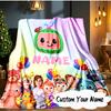 Custom Name Cocomelon Party Celebration Blanket  Ideal Bedding Blanket Perfect for Travel, Camping, Living Rooms, Offices, Sofas, Fan Christmas gift