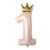 Large Blue Pearlescent Crown Number 1 Foil Balloon - First Birthday Decoration