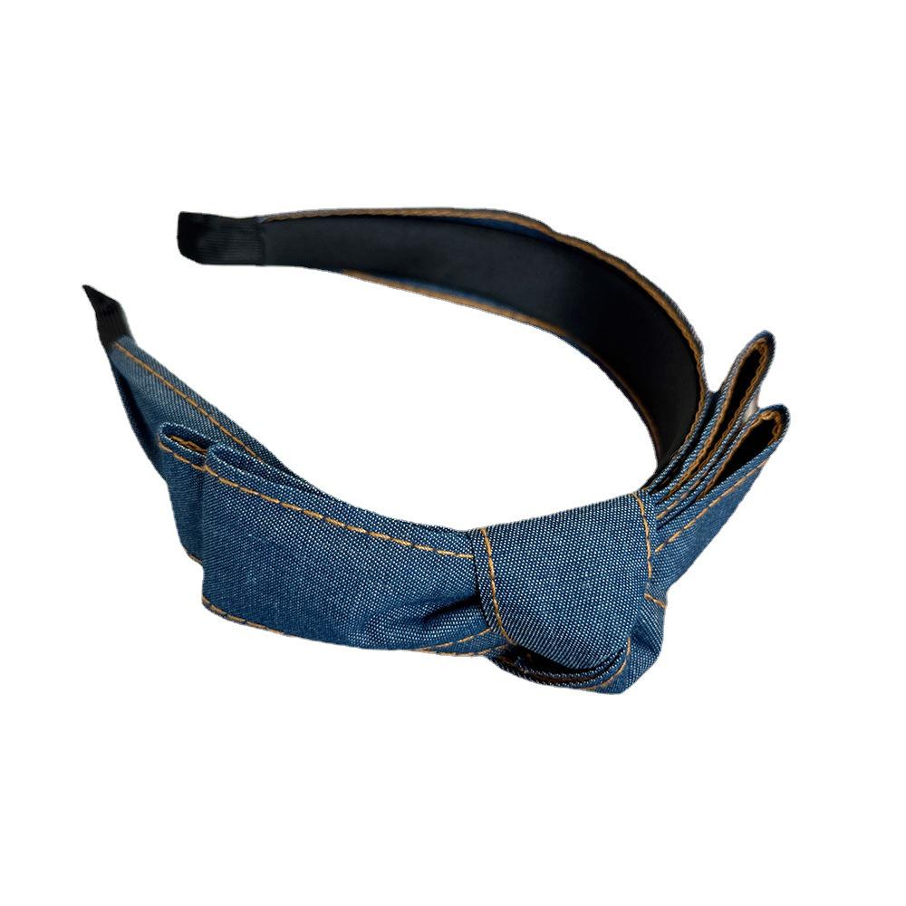 Sommerhårbånd i denim med koreansk stil - Bredbremmet og enkelt knutedesign