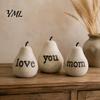 Mother Day Gifts Love/You/Mom Pear Sculpture, Decorative Resin Figurine, Vintage Style Love You Mom Figurine Birthday Ornament for Home Table