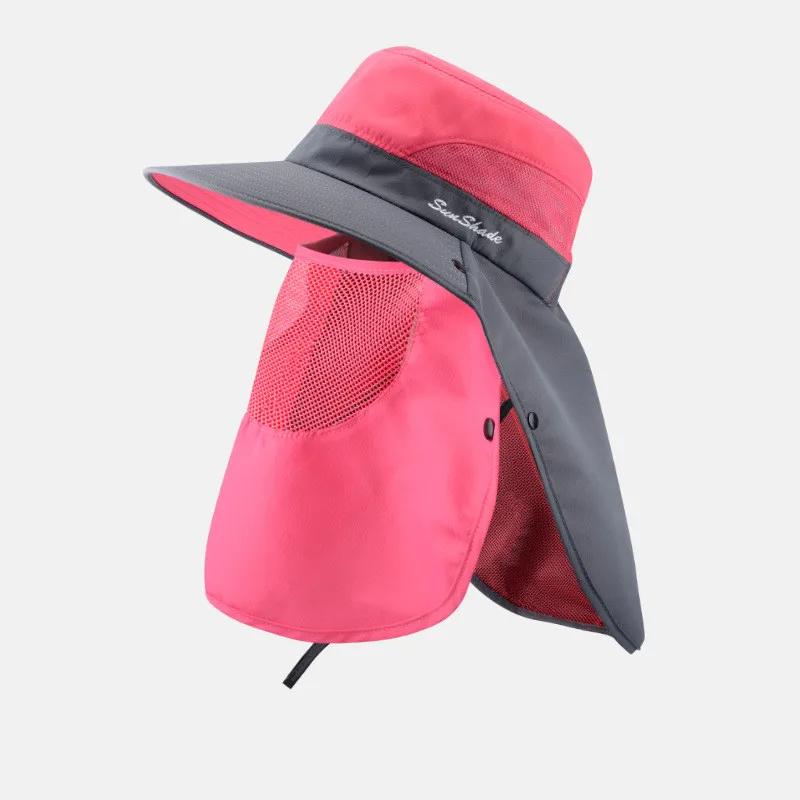 Quick-Drying Summer Sun Hats For Women Men Outdoor Face Mask Wide Brim Bucket Hat Mesh Breathable Waterproof Large Fishing Caps