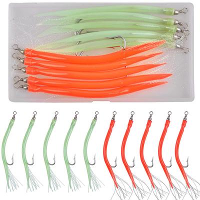 10 Pezzi/Scatola Tubo Anguilla Jig Esca Amo Girella Girevole Amo da Pesca Ganciato Tubo Armato per Bass Pesca in Mare Attrezzatura