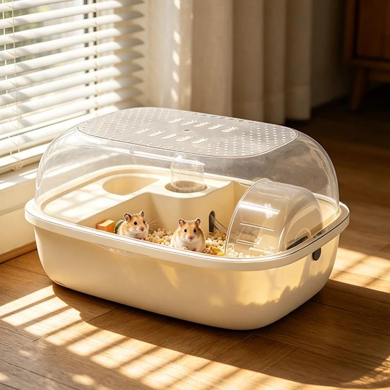 Double Layer Hamster Cage,Large Space VisibleSmall Animal Carrier Breathable Translucent PetTransport Box for Animal Transport