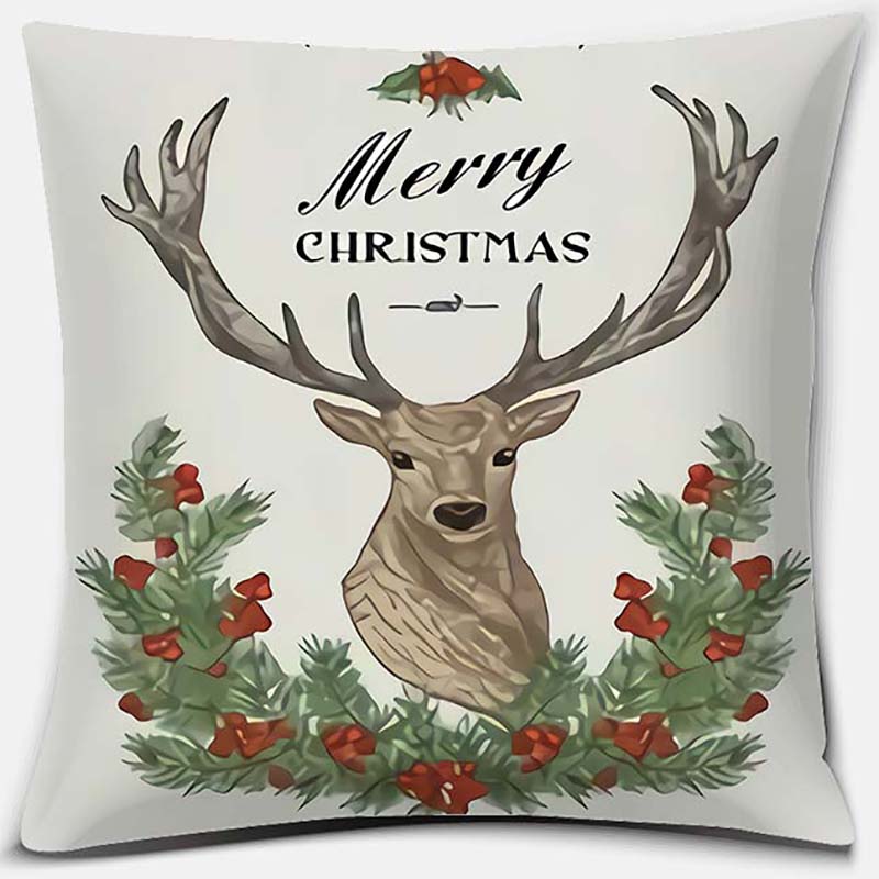 Christmas Deer Pattern Pillowcase Square Pillowcase Home Office Decoration Pillowcase
