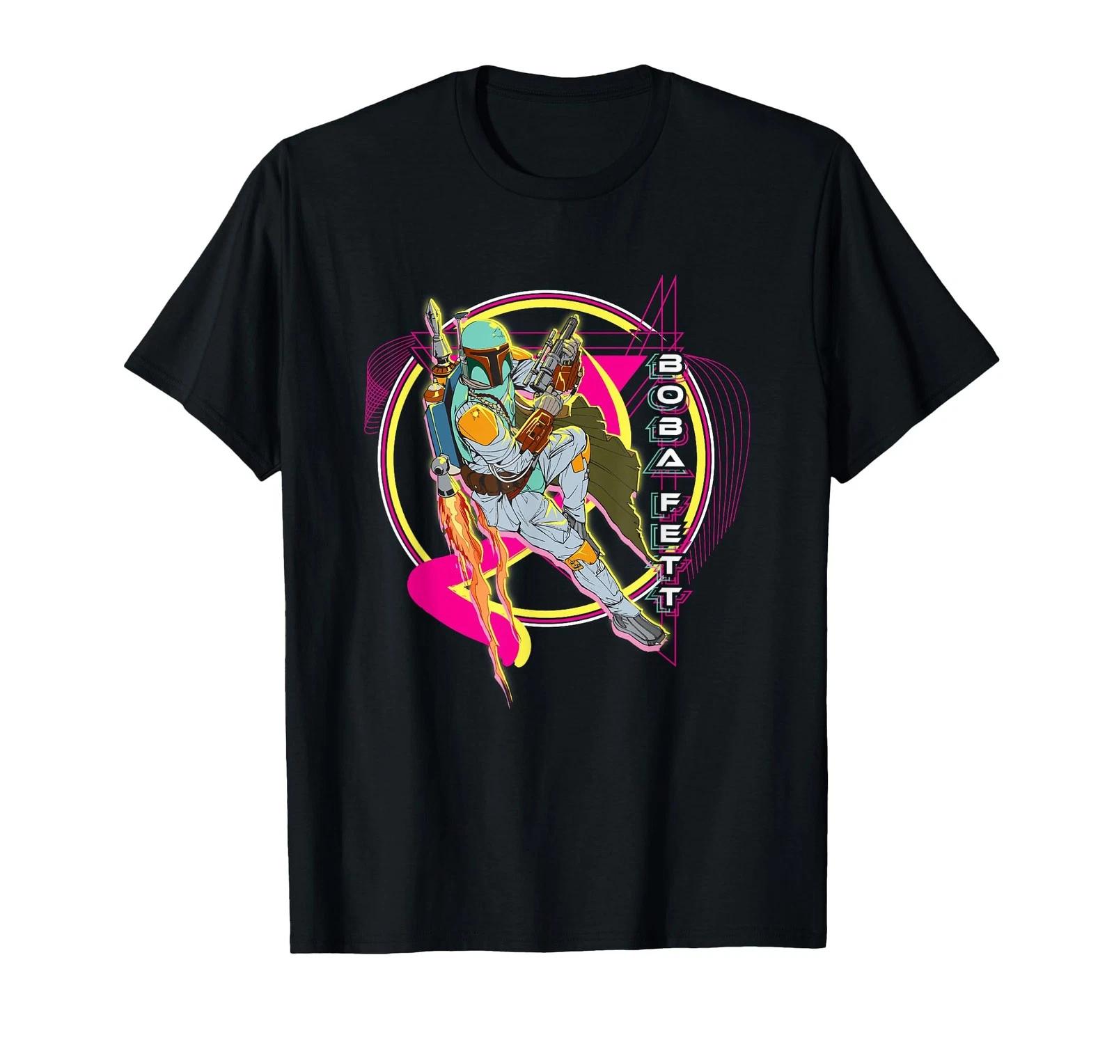 

Star Wars Iconic Boba Fett Retro Vintage Neon Chest Logo T-Shirt_ 2XL