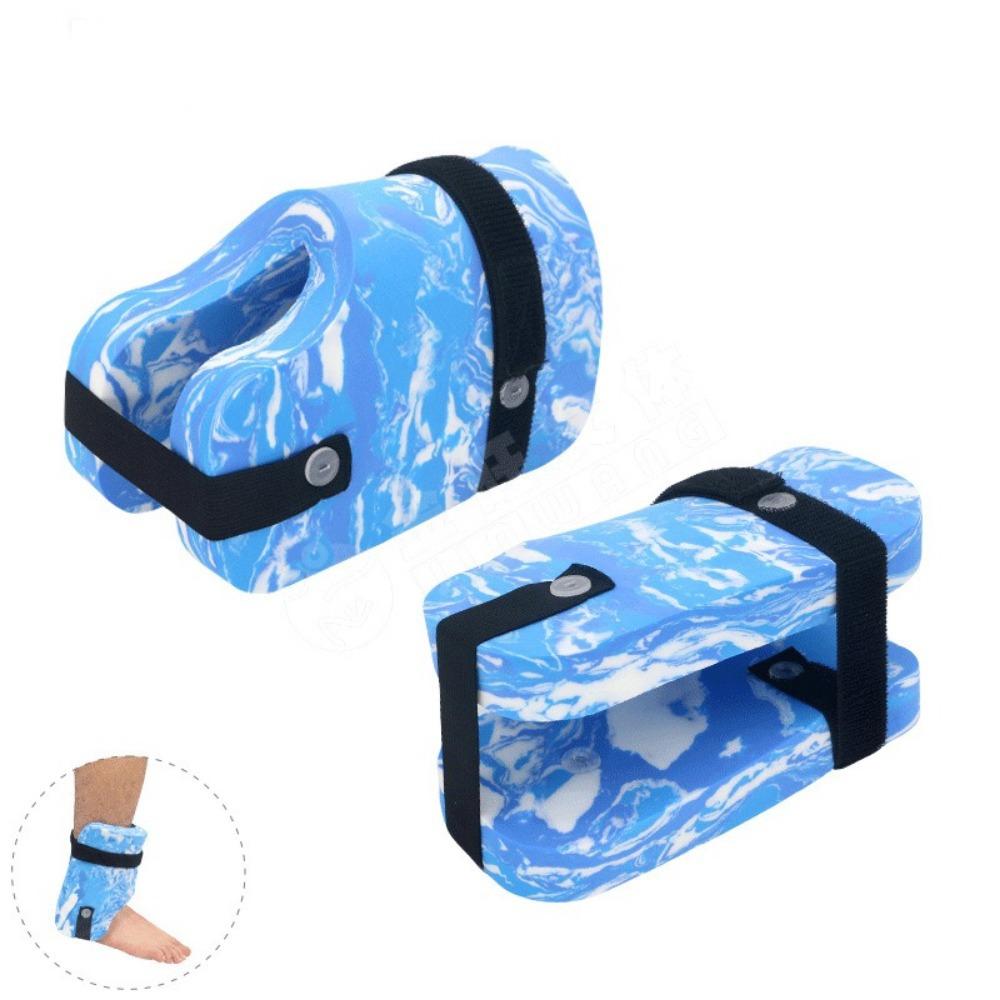 1Pair Adjustable Ankle Flotation Cuffs Lightweight Flotation Sleeve Water Aerobics Blue White Short