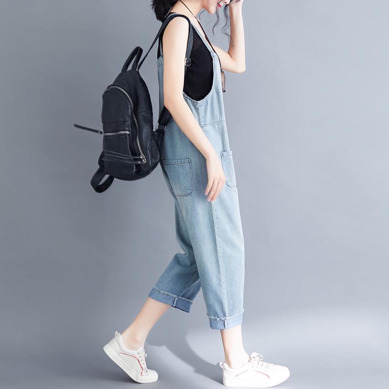 Summer Sling Jeans Women's Summer Korean Version of The Large Size Age-reducing Sling One-piece Nine-point Pants Women's Jeans