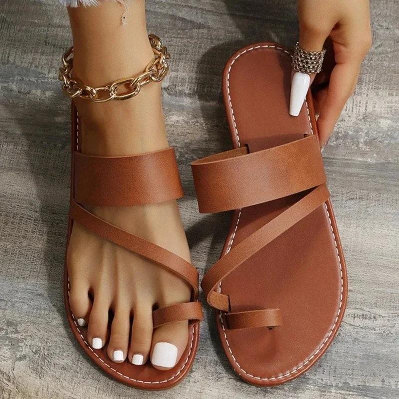Fashion Women Minimalist Thong Sandals 2025 New Fashion Flat Sandals Summer Outdoor Beach Vacation Leisure Woman Shoes