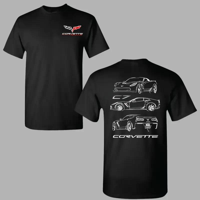 Minimalist Sports Car Line Art T Shirt White Sketch Front Rear Views Tee XXL