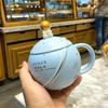 Planet Mug with Lid Coffee Cup Ceramic Oatmeal Cup Female Cute Couple Water Cup Home Creative Breakfast Cup