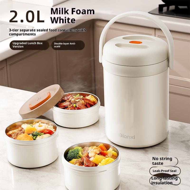 Gianxi Insulated Lunch Box For Office Workers Stainless Steel Large Capacity Bento Multi-Layer Lunch Carrier Bucket