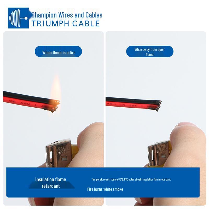UL2468 Red-Black Ribbon Cable, 10A, White Print, 28/26/24 AWG Parallel Wire Power Cord.