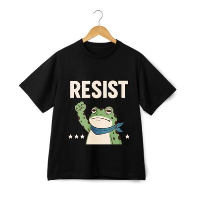 Widerstand Slogan Cartoon Frosch Design T-Shirt - Protest- und Streetwear-Kleidung