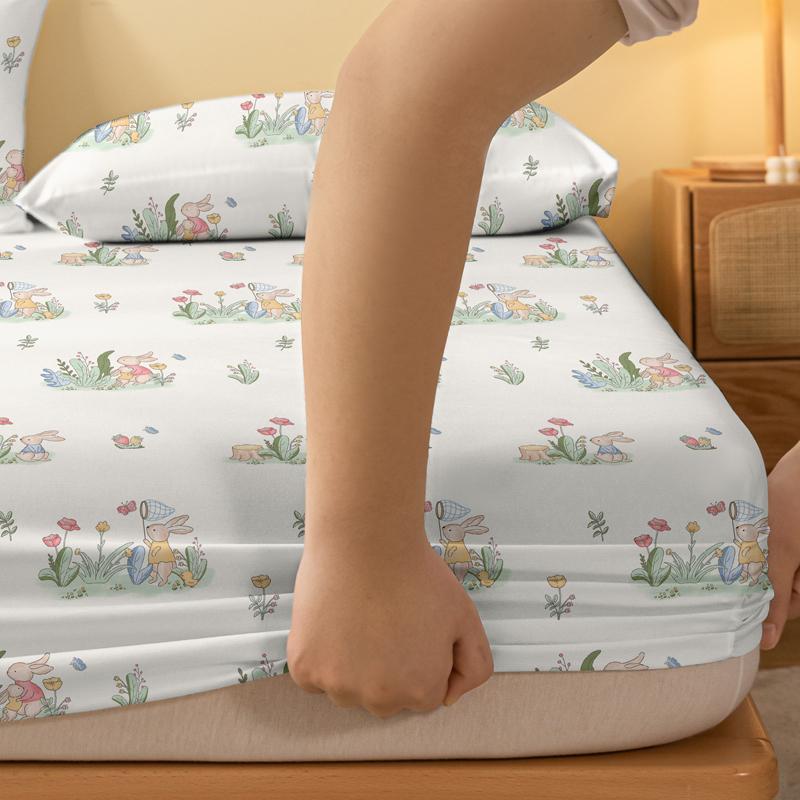 1 Cartoon Niedlich Pflanze Blume Hase Bedruckt Matte Spannbettlaken, Schlafzimmer Bedruckte Bettdecke, Bettwäsche (Ohne Kissenbezüge)