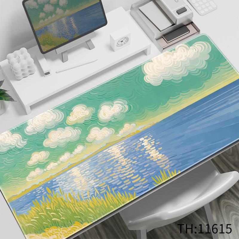 Orange Sunset Lake Blossom Landscape Mouse Pad Waterproof NonSlip Warm Tone Art Large Gaming Desk Mat Nature Scenery
