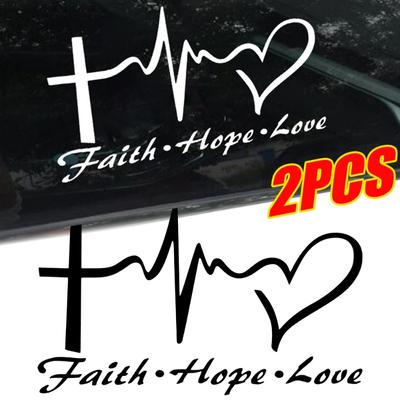Faith Hope Love Car Stickers Auot Windshield Jesus Christian Religious Bible Verse Electrocardiogram Love Decal Car Body Decor