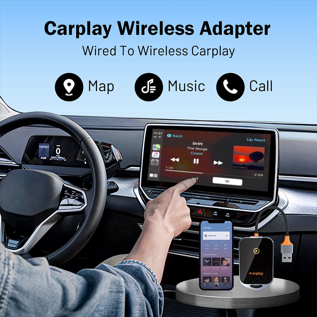CarPlay Adapter Mini Box Wireless CarPlay Adapter Wired To Wireless CarPlay For USB/Type C Dongle Support WiFi6 BT5.0