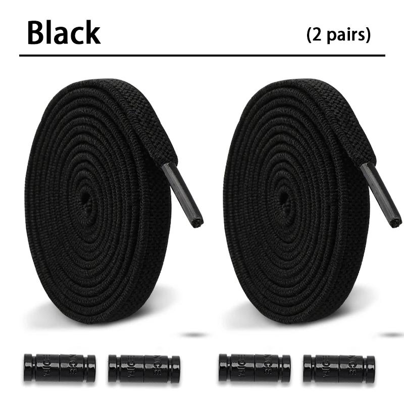 2Pair New Colorful Capsule Lock Shoelaces Without Ties Elastic Laces Sneakers No Tie Shoe Laces Kids Adult 0.6cm Flat Shoelace