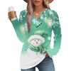 Women's Fashion Casual V-neck Pleated Christmas Long Sleeve Top