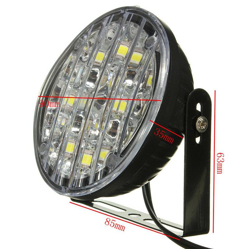 2pcs Car White LED Daytime Driving Light DRL 12V Waterproof Auto Fog Light Exterior Headlight for Truck Trailer RV Camper Lorry