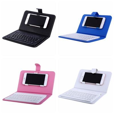 Universal Mobile Phone Keyboard + Leather Case Set Portable Wireless Bluetooth-compatible