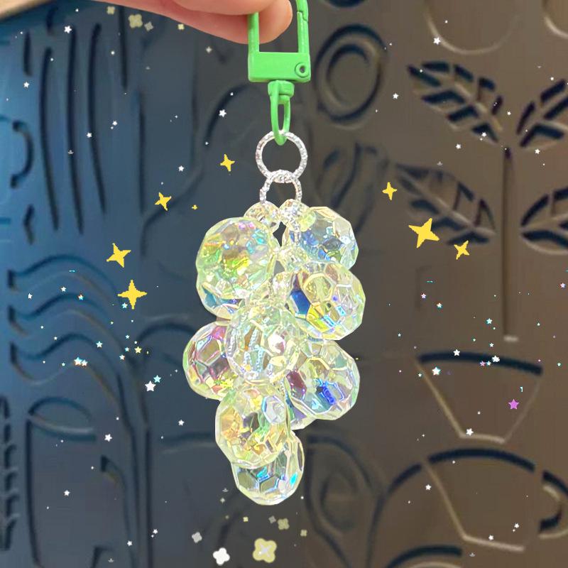 Charming Transparent Acrylic Grape Cluster Keychain - Women's Handbag Accessory & Small Gift