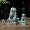 2Pcs Traditional Craft Guardian Lion Statue Sandstone Desktop Adornments  Zen Room