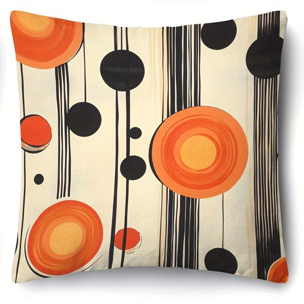 Orange And Black Geometric Modern Art Pillowcasebedroom Living Room Sofa Home Decor Polyester Cushion Cover With Zipper