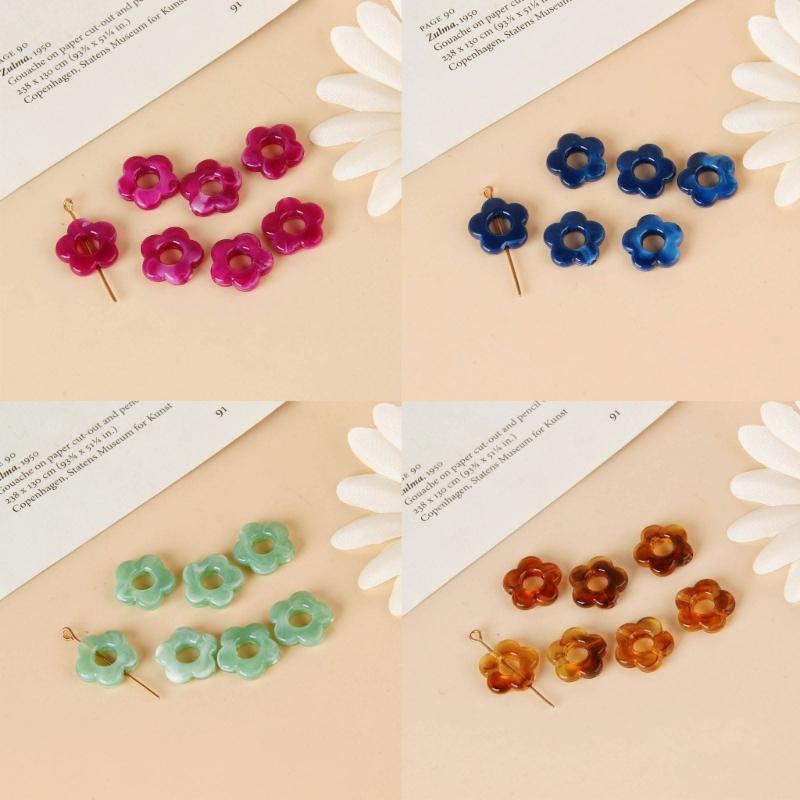 10pcs Resin Flower Pendant Ornament Hollow Flower Charm Beads Jewelry DIY Supplies for Keychain Hanging Pendant Making