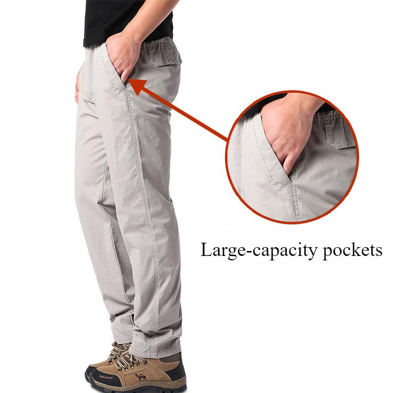 Freizeithose Herren Frühling Herbst Baumwolle Cargohose Große Sporthose Locker Gerade Mann Elastische Taille Arbeitshose