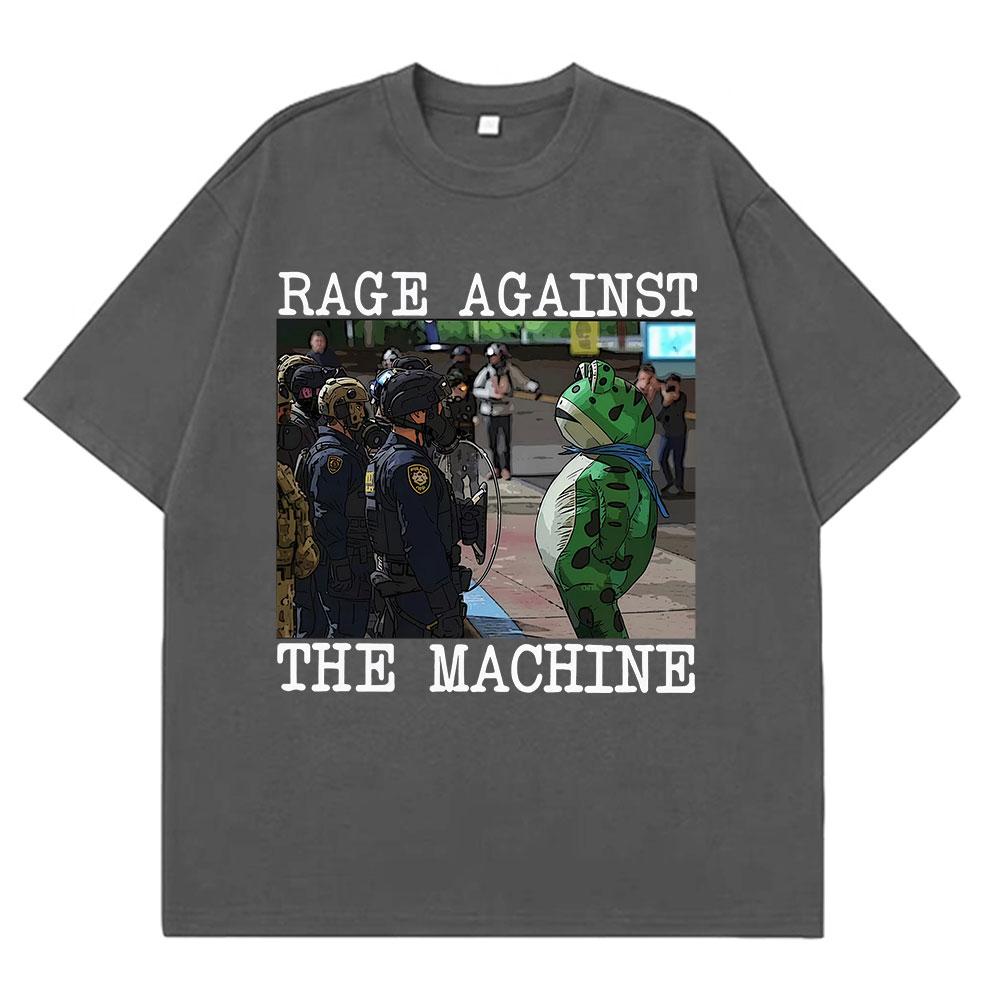 Portland Frog Protest Meme Frog Viral Meme Tshirt Mens Women 100 Cotton Hiphop Tshirts Shortsleeved Casual Loose Tshirts