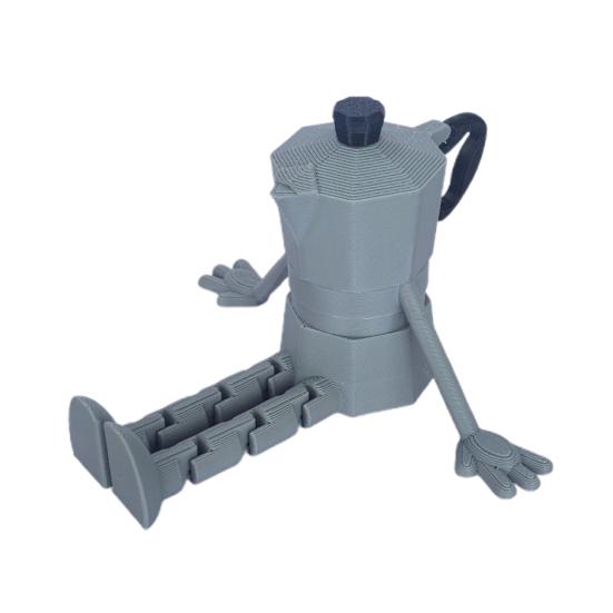 3D Printed Coffee Corner Figurine Moka Pot/Mug/Coffee Bean/Chocolate Figurine with Articulated Legs for Office Home Shelf Decor Funny Gifts