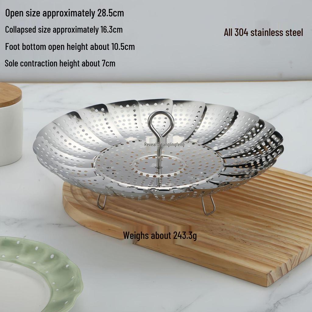 304 Stainless Steel Retractable Multi-Functional Steamer Basket with Thickened Design for Household and Hotel Use