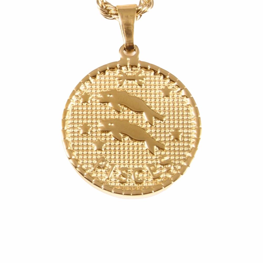 18K Gold Coin Coin Pendant Necklace 12 Constellation Bag Pendant Charms DIY Jewelry Making