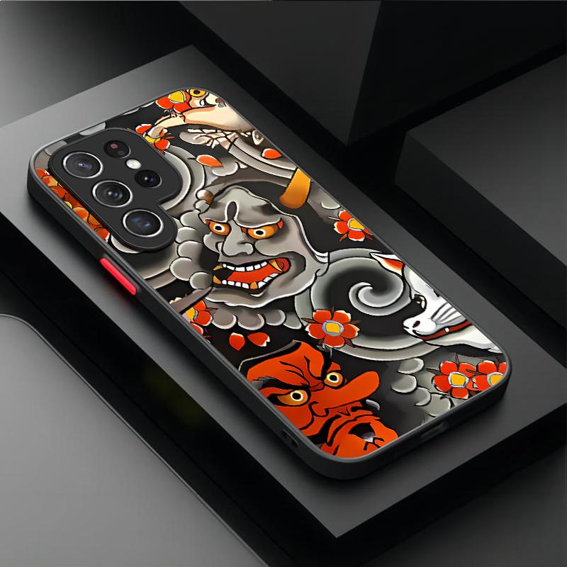 Ukiyo-e Samurai Sea Wave Matte Case for Samsung Galaxy S26 Edge S25 S24 S23 Ultra S22 Pro S21 Plus FE A07 4G A17 A37 A57 Cover