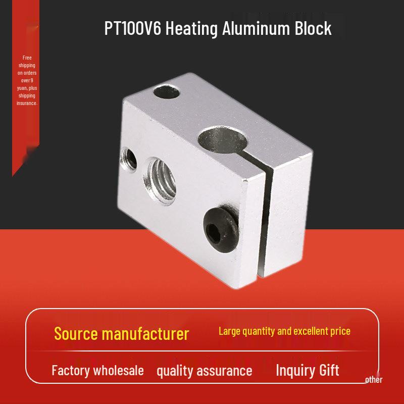 Высокотемпературный алюминиевый нагревательный блок для 3D-принтеров E3D-V6, Совместим с датчиками PT100