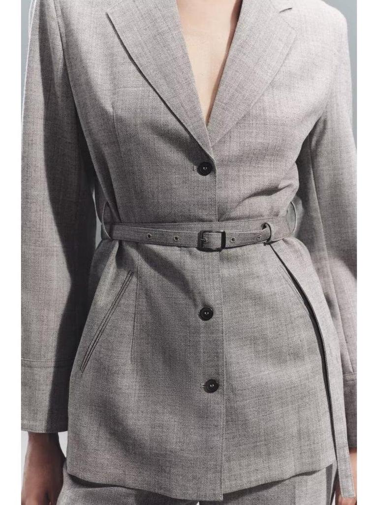 Europäisch-amerikanische Herbst Damen Slim Fit Jacke mit Reverskragen und langen Ärmeln