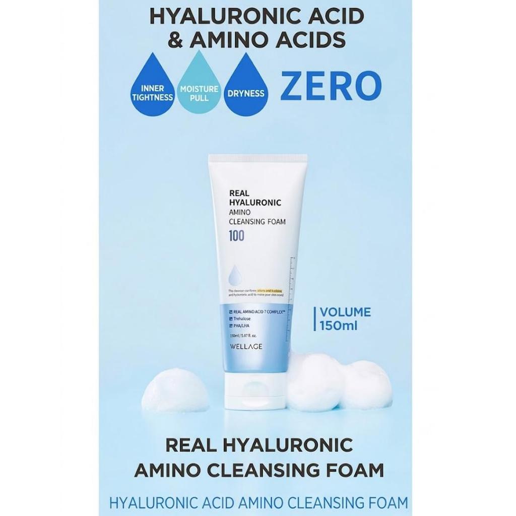 [WELLAGE] Real Hyaluronic 100 Amino Cleansing Foam 150ml