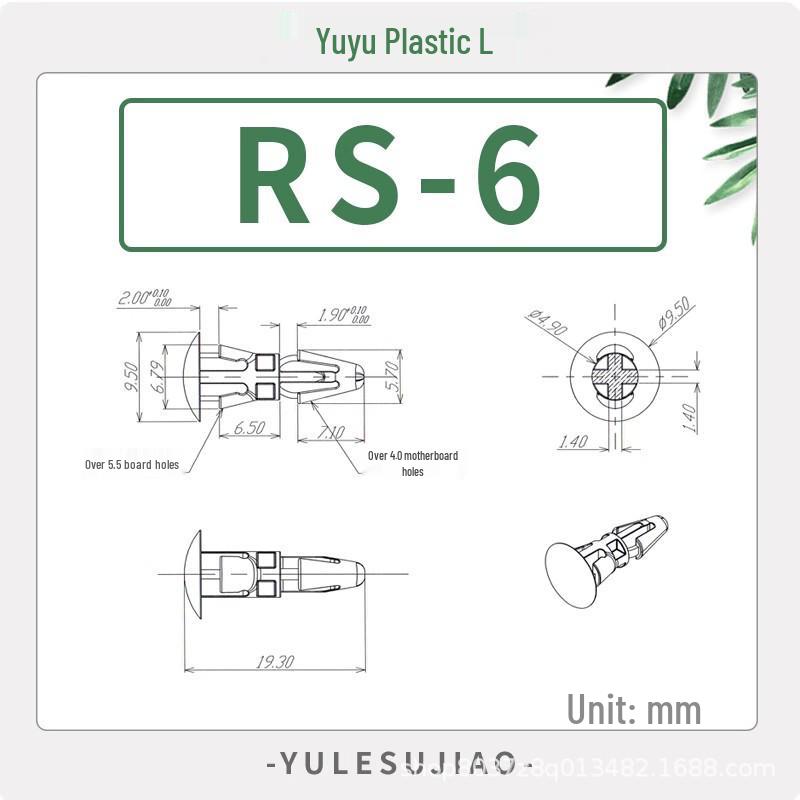 RS-6 PCB Insulation Spacer Rivet Support Post, M4 Hole, Sizes 8-18