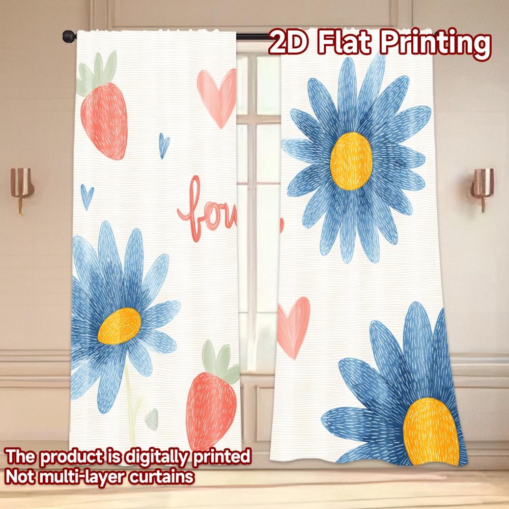 Set Of 2 Flat Printing Curtains Without Rod Flower Strawberry Delight Holiday Women Is Day Printed Versatile Curtain Polyester