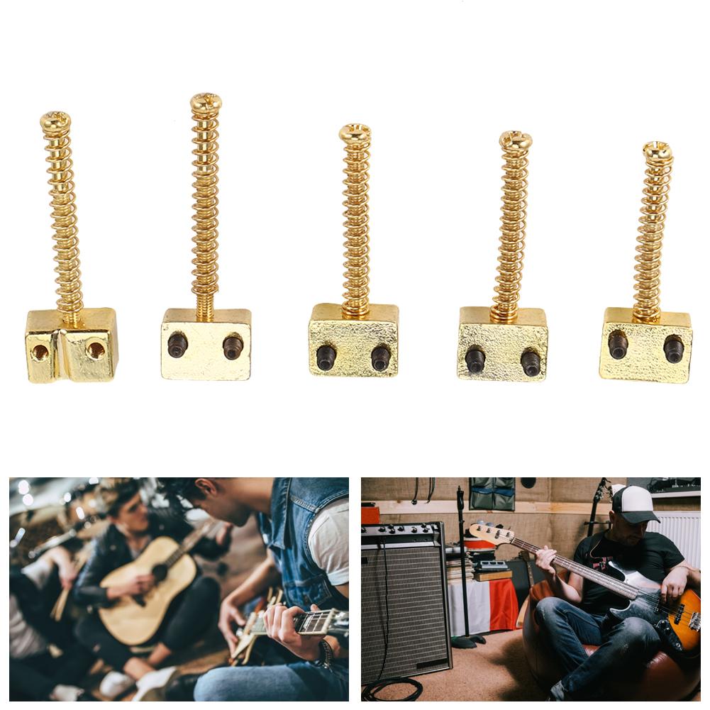 5Pcs Bass Bridge String Saddles for Bass Electric Guitar Replacement Part Spring ScrewsGolden